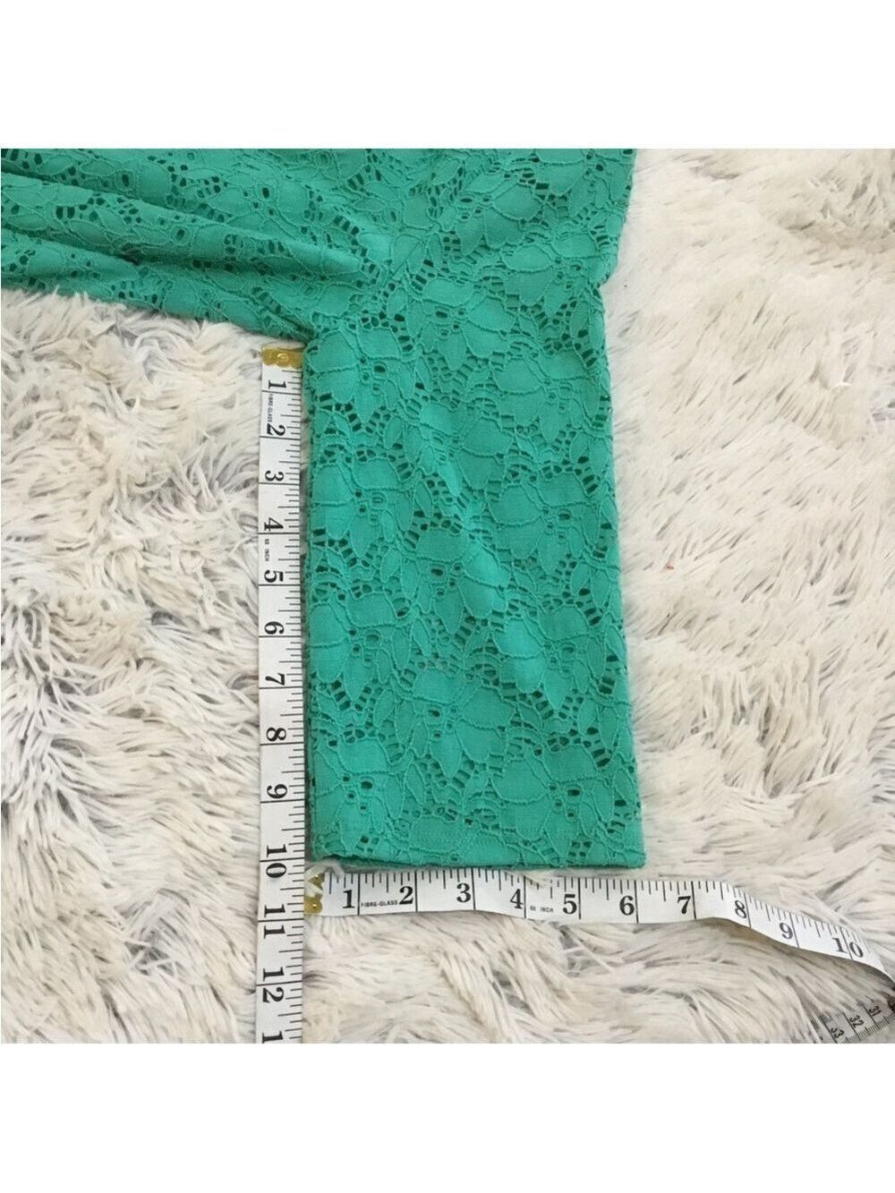 Alfani floral lace pullover blouse Women’s size medium green 3/4 sleeve - Picture 11 of 16